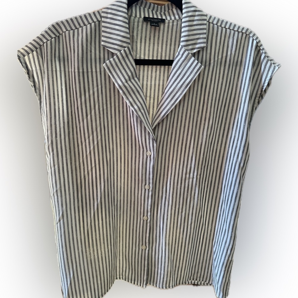 Ann Taylor Factory Monochrome Striped Button-Down Shirt